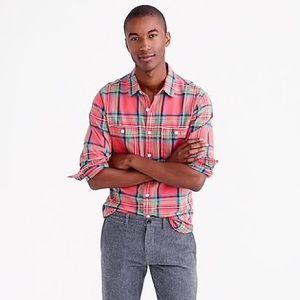 Jcrew Slim Plaid Flannel Shirt Lodge Orange Unisex